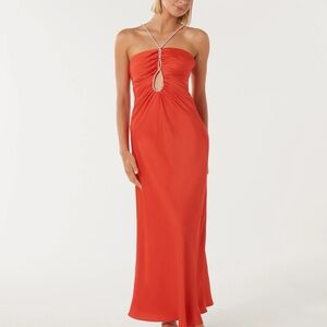 Elegant Red Strapless Evening Dress